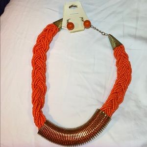 Cute orange necklace and earrings